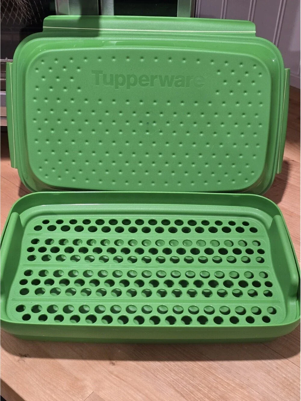 Tupperware Rectangle Smart Prep Marinate / Flip & Shake Breader #7042A-1  Green